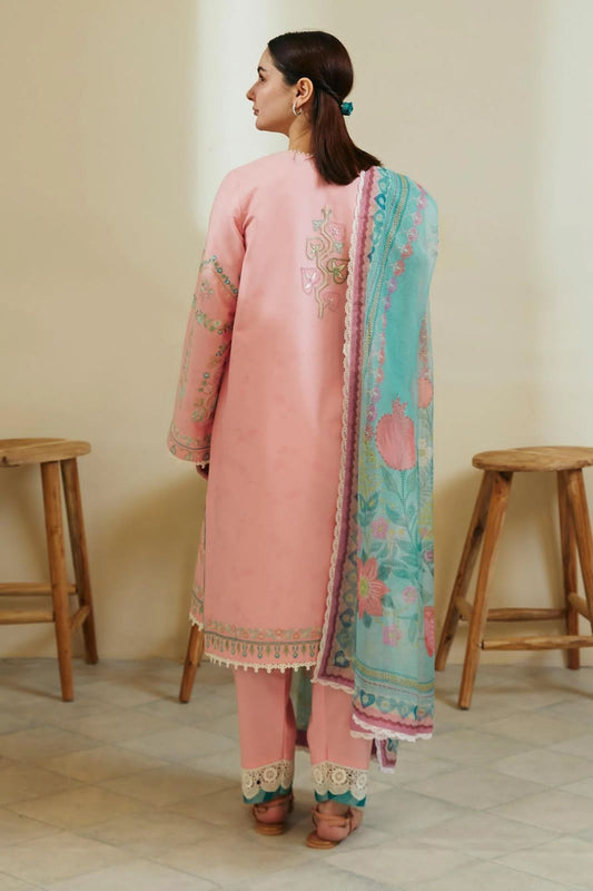 Coco By Zara Shahjahan - Luxury Lawn Embroidered Unstitched 3 Piece - Pink Blush