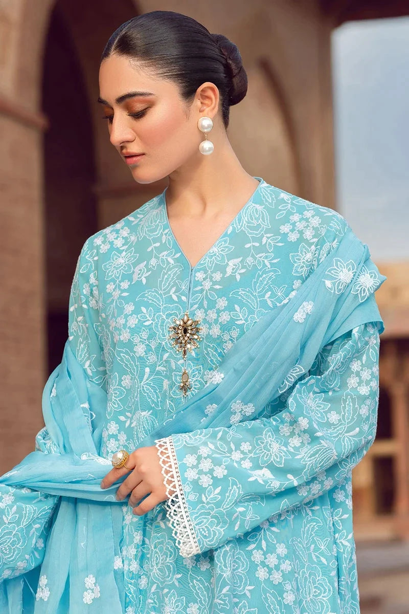 Bareeze - Embroidered 3pc lawn dress with embroidered chiffon dupatta