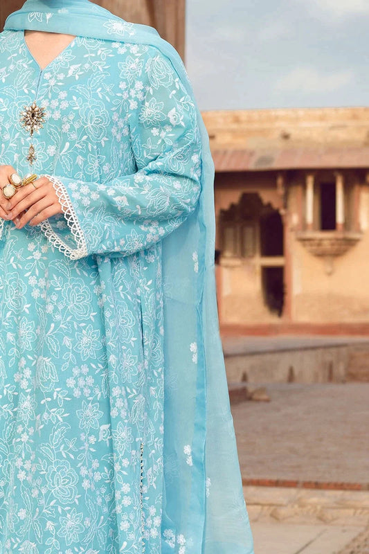 Bareeze - Embroidered 3pc lawn dress with embroidered chiffon dupatta