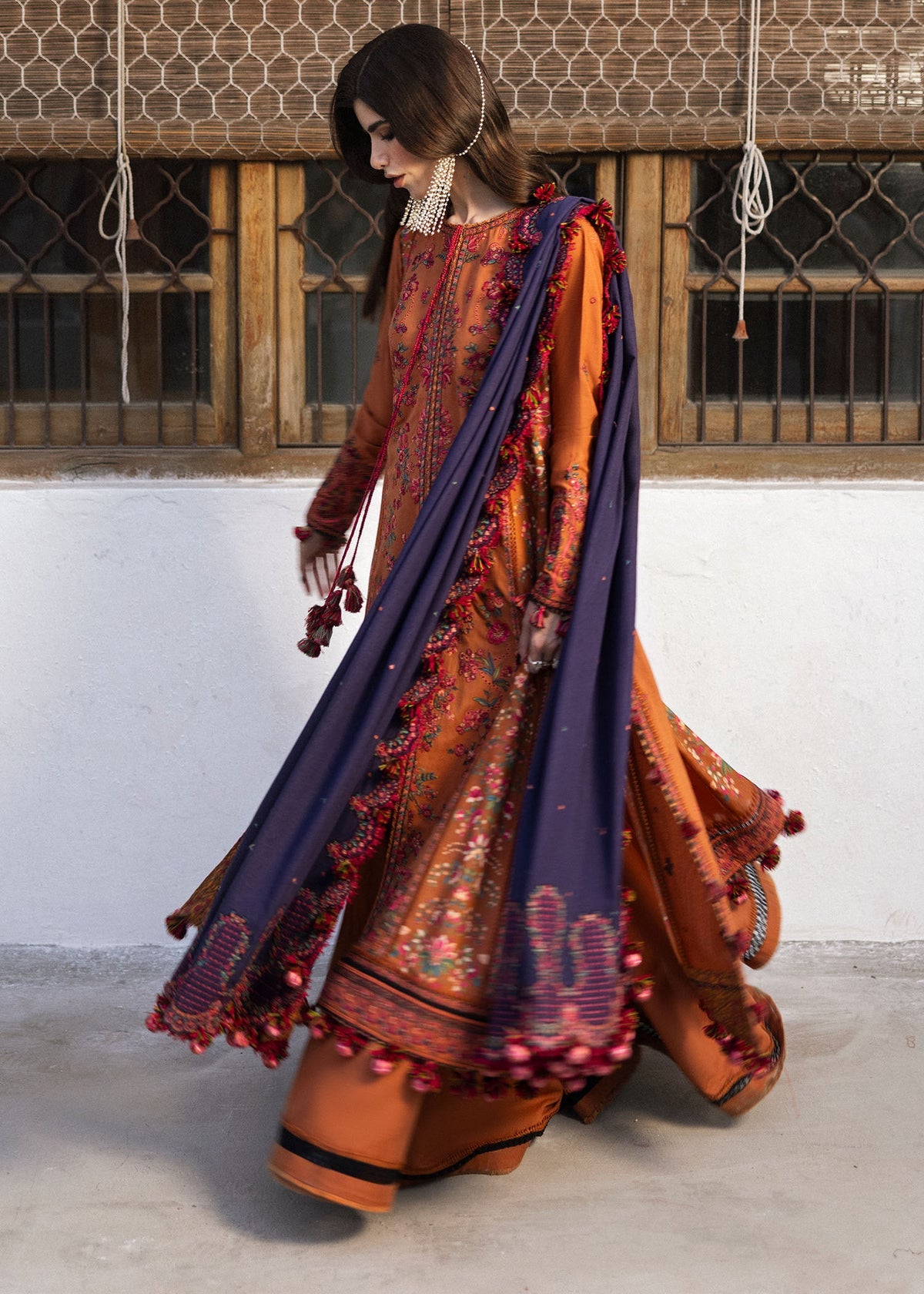 Kamal By Hussain Rehar - Unstitch 3Pc | Premium Luxury Lawn | Summer Season | Attractive Rust Orange