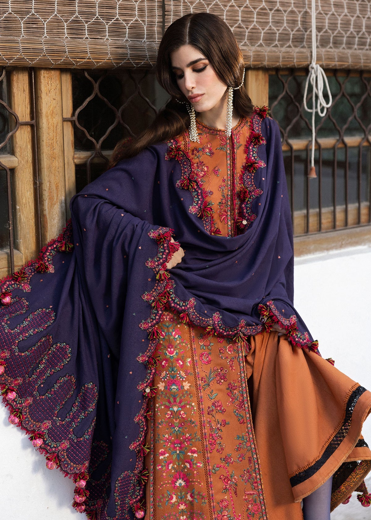 Kamal By Hussain Rehar - Unstitch 3Pc | Premium Luxury Lawn | Summer Season | Attractive Rust Orange