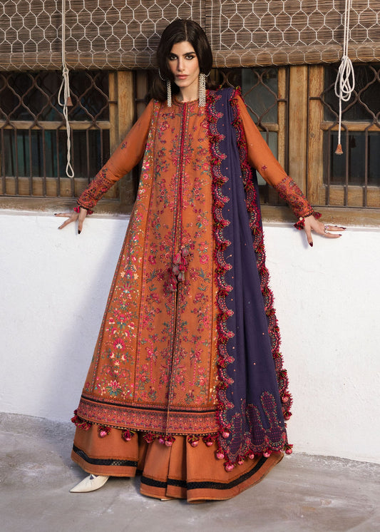 Kamal By Hussain Rehar - Unstitch 3Pc | Premium Luxury Lawn | Summer Season | Attractive Rust Orange