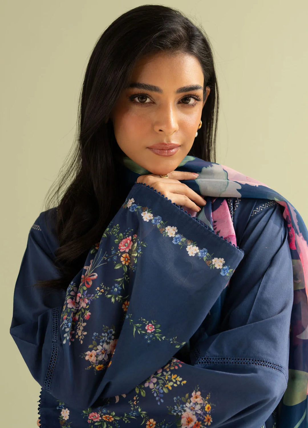 Zarashahjahan-Unstitch 3Pc | Premium Luxury Lawn | Summer Season | Lovely Navy Blue