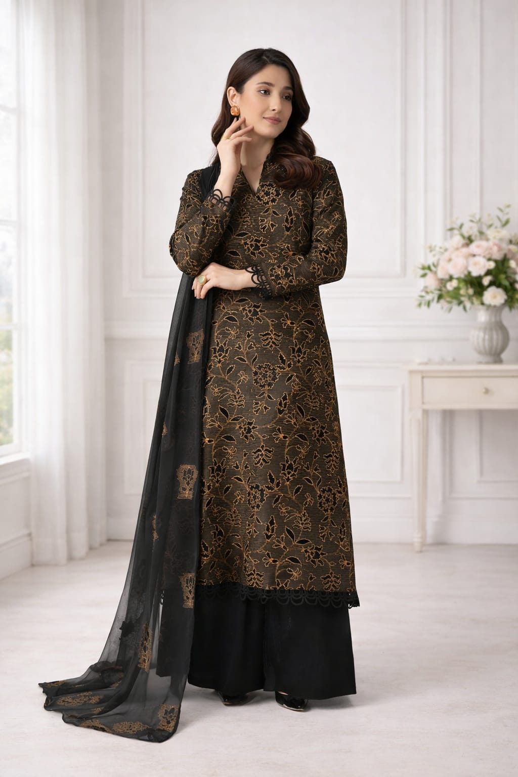 Bareeze - Unstitch 3Pc | Luxury Lawn | Summer Season | Black Dress