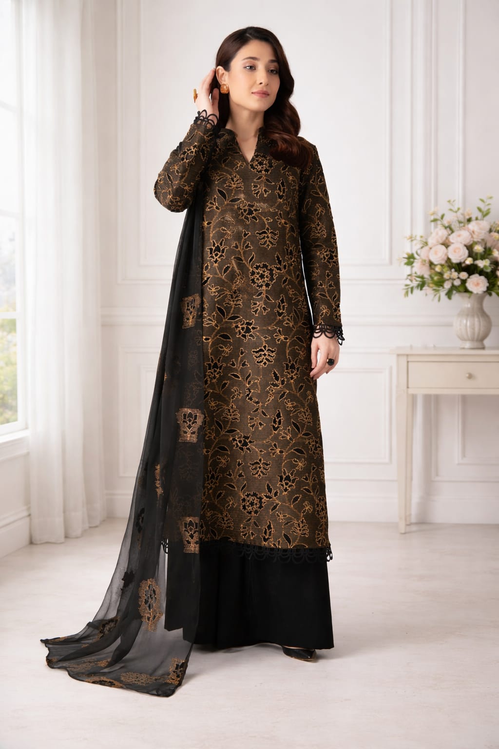 Bareeze - Unstitch 3Pc | Luxury Lawn | Summer Season | Black Dress