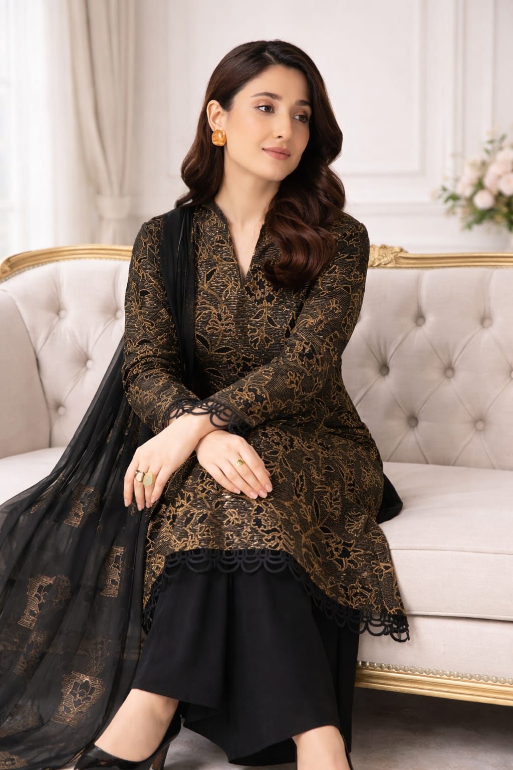 Bareeze - Unstitch 3Pc | Luxury Lawn | Summer Season | Black Dress