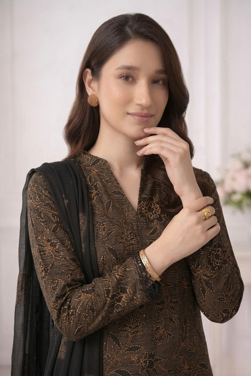 Bareeze - Unstitch 3Pc | Luxury Lawn | Summer Season | Black Dress