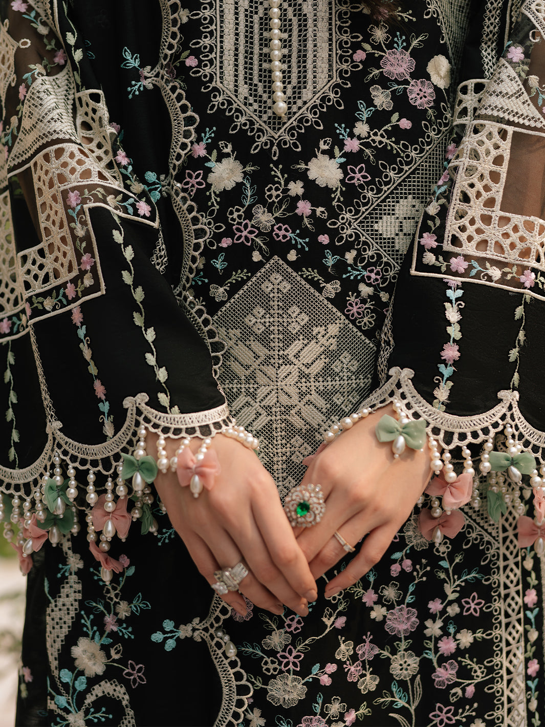 Bin İlyas - 3Pc Unstitch Dress | Luxury Lawn | Fully Embroidery 3Pc | Black Dress