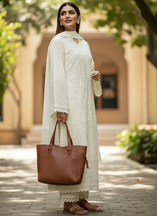 Shanzay - 3Pc Lawn Chiken Kari Embroidered Shirt with Embroidered Dupatta