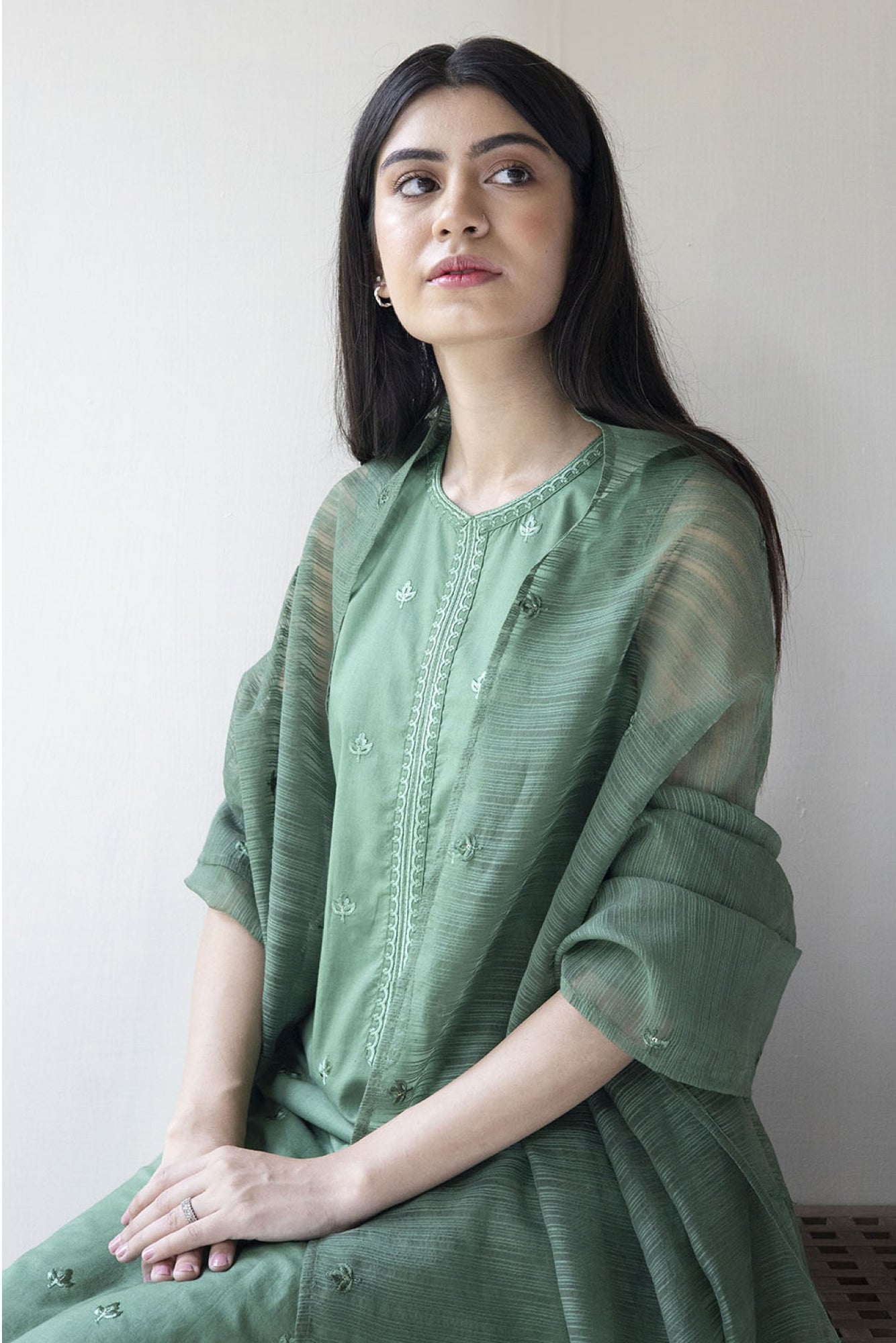 Dyot - 3PC Lawn Embroidered Shirt With Organza Embroidered Dupatta