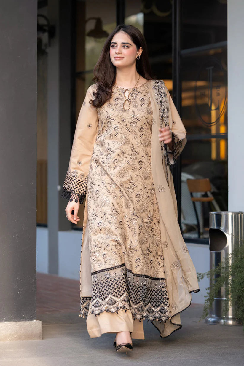 Baroque - 3pc Unstitched Lawn Fabric With Chiffon Dupata