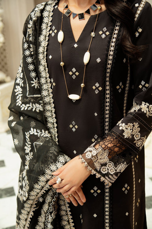 3pc Bareeze Black Embroidered with Embroidered Dupata