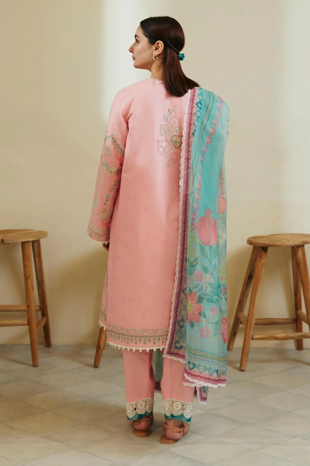 Coco By Zara Shahjahan - Luxury Lawn Embroidered Unstitched 3 Piece - Pink Blush
