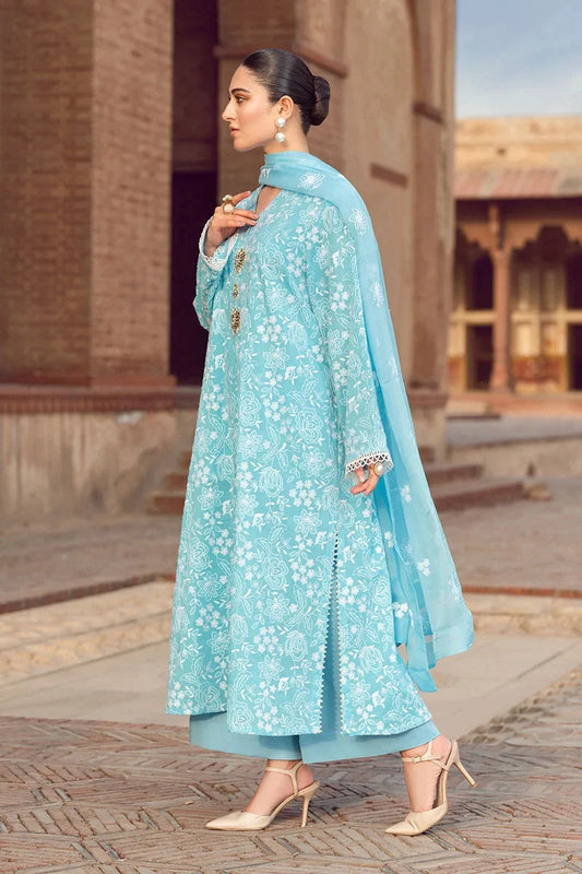 Bareeze - Embroidered 3pc lawn dress with embroidered chiffon dupatta