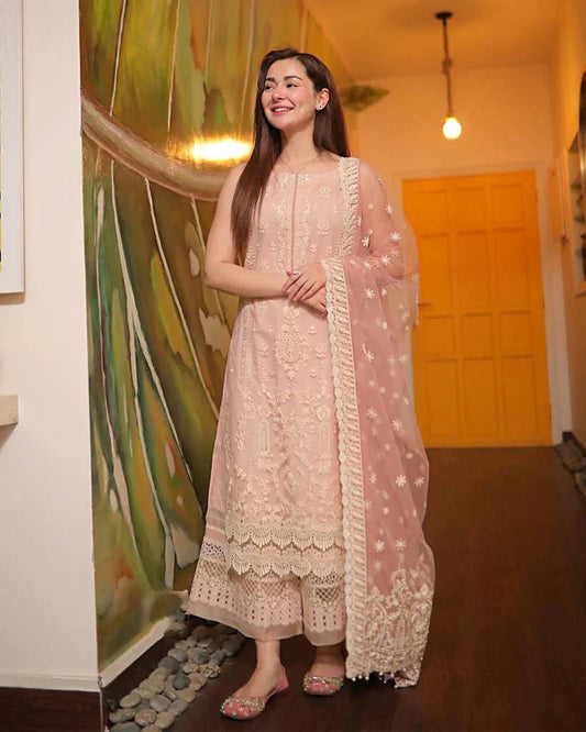 Faiza Saqlain - Lawn 3Pc Embroidered With Embroidered Patches