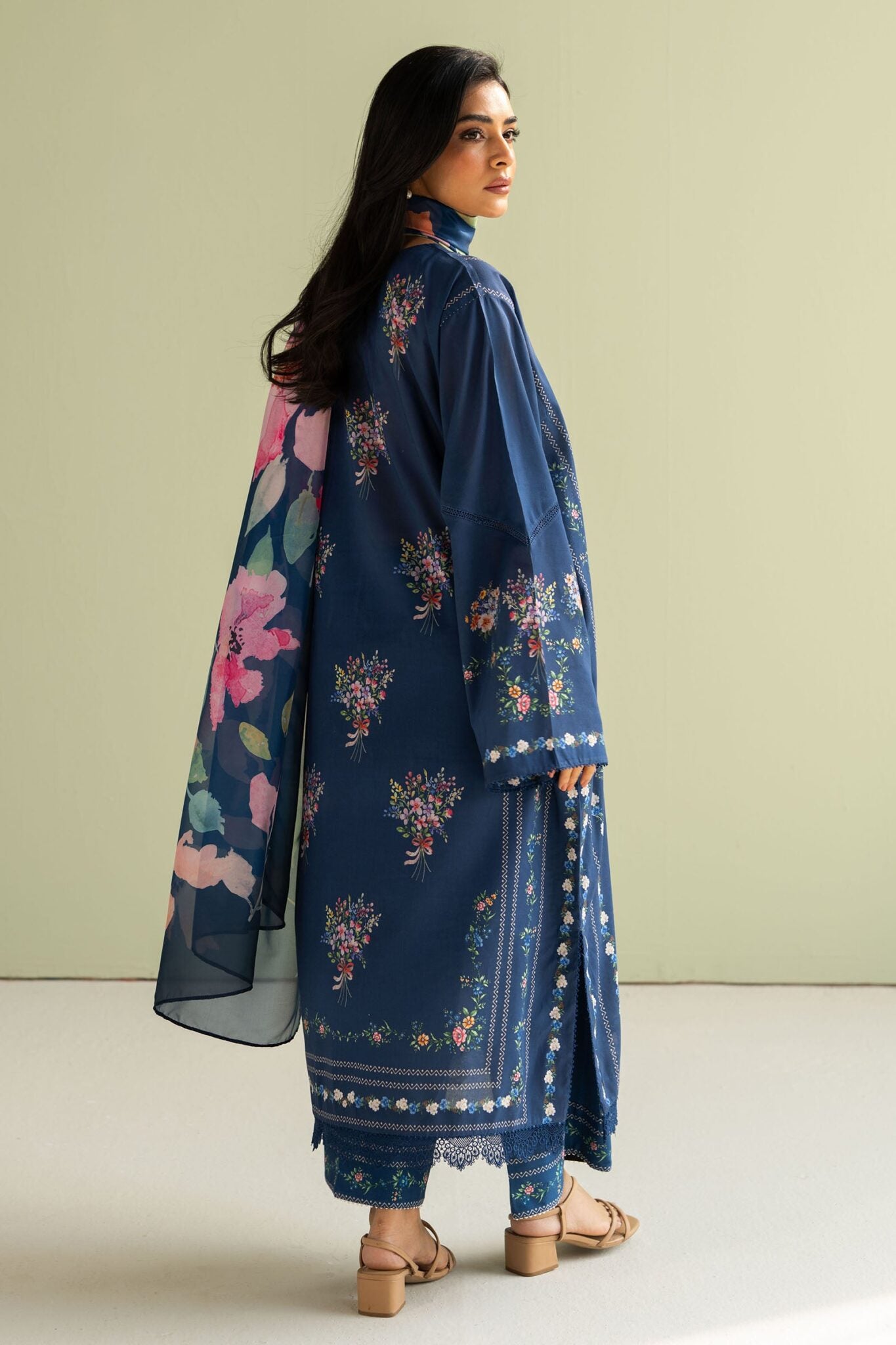 Zarashahjahan-Unstitch 3Pc | Premium Luxury Lawn | Summer Season | Lovely Navy Blue