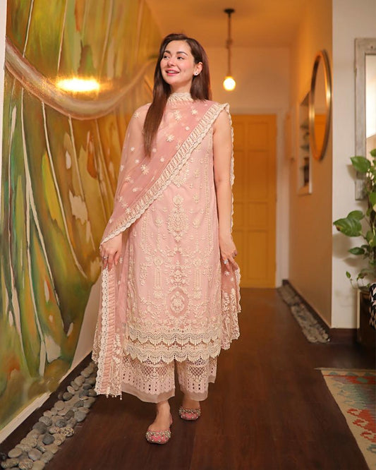 Faiza Saqlain - Lawn 3Pc Embroidered With Embroidered Patches