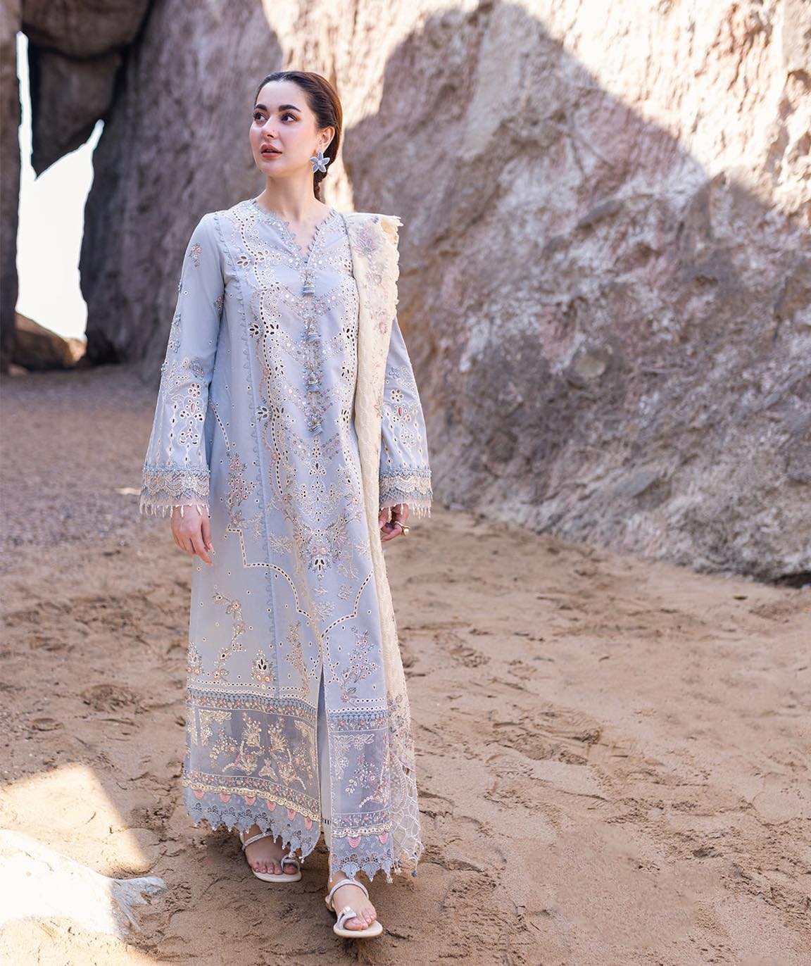 Sahil Kinare by Qalamkar Embroidered Lawn Suits Unstitched 3 Piece Firuze - Summer Season