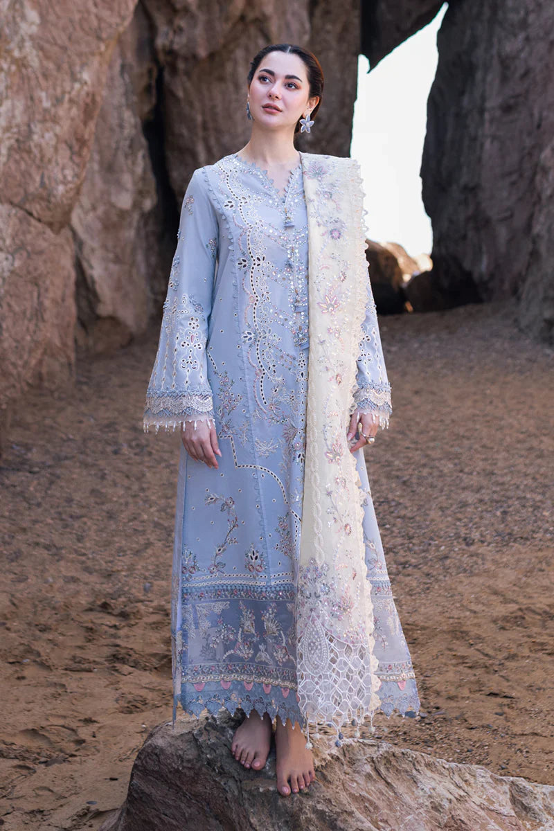 Sahil Kinare by Qalamkar Embroidered Lawn Suits Unstitched 3 Piece Firuze - Summer Season